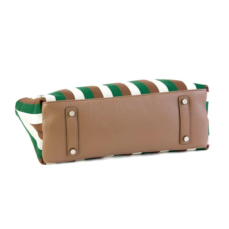 [バルコス] ストライプ柄 ニット風 2wayバッグ レディース トートバッグ 肩掛けバッグ ハンドバッグ 軽くて丈夫 ポリエステル素材