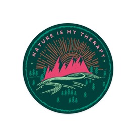 Die Cut Sticker Nature is My Therapy, Green and Pink on Green Vinyl Sticker 3 to 6 inches, (Waterproof Decal for Cars, Water Bottles, Laptops, Coolers), Large