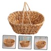 KOMBIUDA Natural Hyacinth Grass Bread Basket Woven Snack Organizer Decorative