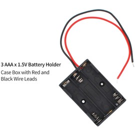 MulticoloredLED 5 Piezas 3 x 1,5 V AAA Clip de Resorte de batería Caja de Almacenamiento de plástico 3 Ranuras x 1,5 V AAA Soporte de batería Negro Rojo Cables (3AAA)