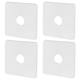 4pcs Square Plumbing Cover Plates, Shower Faucet Cover Wall Hole Plate Square Shower Arm Flange Escutcheon Replacement Cover Plate for Standard 1/2" Pipes Multiple Scene Usage(Black)