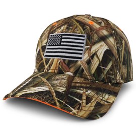 Armycrew XXL Grey American Flag Embroidered Hunting Camouflage Baseball Cap - Shadow Grass - 2XL