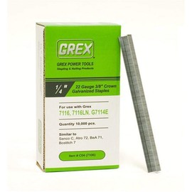 GREX C04 22 Gauge 3/8-Inch Crown 1/4-Inch Length Galvanized Staples (10,000 per box)