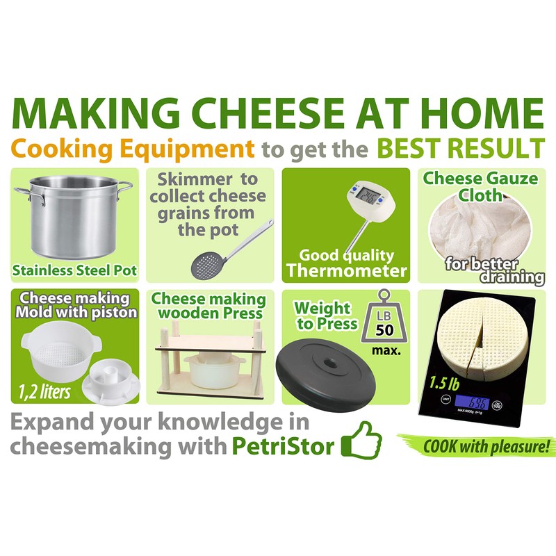 PetriStor Cheese Mold for Cheese Making Cheese with Follower Piston