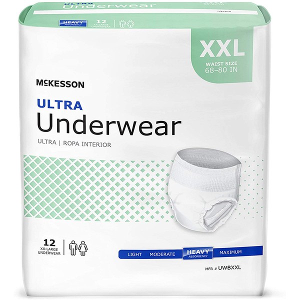 McKesson Disposable Underwear 2X-Large, UWBXXL, Heavy, 12 Ct