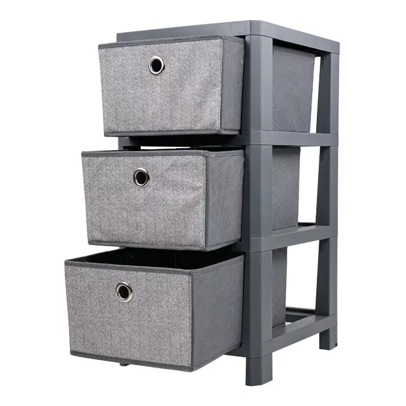 Domo Pak Organizador Cajonera Multiusos Gris 3 Cajones De Tela