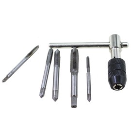 TAODAN 6PCS HSS Tap Slab Teeth M3-M8 Reamer Tapping Drill Bit Set Adjustable T Handle Tap Wrench Tool for Bicycle Repair and Assembling Furniture