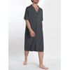 Latuza Men's Bamboo Viscose Nightshirt Button Down Sleep Shirt, Dark
