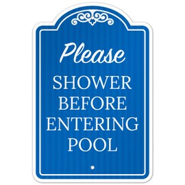 Please Shower Before Entering Pool Sign, (SI-72727) 12x18 Inches, ACM, Fade Resistant, Made in USA by Sigo Signs