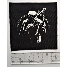 Chat Noir Skeleton Playing Violin Patch Occult Gothic pentagram satanic skull memento mori