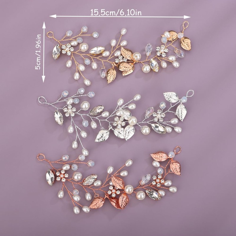 Teyglen Leaf Bride Wedding Hair Vine Pearl Bridal Crystal Hair