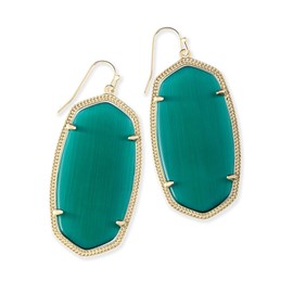 Kendra Scott Danielle Statement Earrings for Women, Fashion Jewelry, 14k Gold-Plated, Emerald Cat's Eye