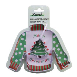 4 inch Ugly Sweater Cookie Cutter with Mini Christmas Tree - 4” sweater and 1.4” tree - Stainless Steel