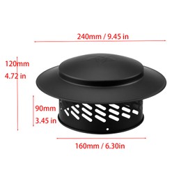 Ankuce Cone Top Chimney Cap, RoundChimney Cover Cap Outside Roof Fireplace Screen Cover Exterior Stove Pipe Topper (Black, 6in)