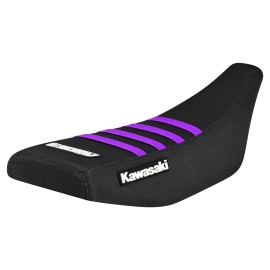 Enjoy MFG 1982-2002 KAWASAKI KX 60 seat cover    all BLACK w/ PURPLE ribs #115 LOGO