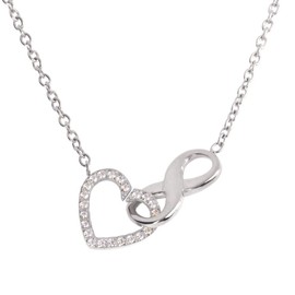 LuckyLy Collar para Mujer con Dije de Corazón e Infinito con Zirconia Cúbica, Cadena de Acero Inoxidable Mujer Color Plata – Regalos para Mujer Navidad, Regalos para Novia, Modelo Nia