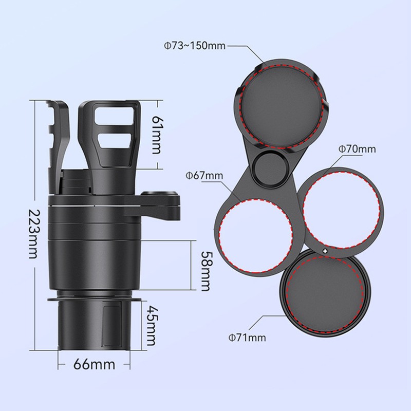 4 in 1 Car Cup Holder Expander 360° Rotating Space
