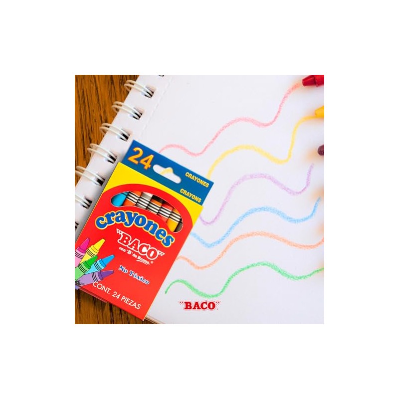 Baco | Crayones Redondos Tamaño Estándar - Caja con 24