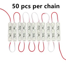 Q QINGCHEN LED Module UL Listed,25Ft 50pcs/Chain DC12V 6500K White 1.2 W Waterproof Decorative Light for Lightbox Letter Advertising Signs with Tape Adhesive Backside (100pcs Pack)