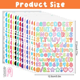 4144 PCS Alphabet Number Stickers, 37 Sheets Letter Stickers, 0.5 Inch Vinyl Self-Adhesive Waterproof Alphabet Number for Mailbox, Doors, Cup, DIY Crafts