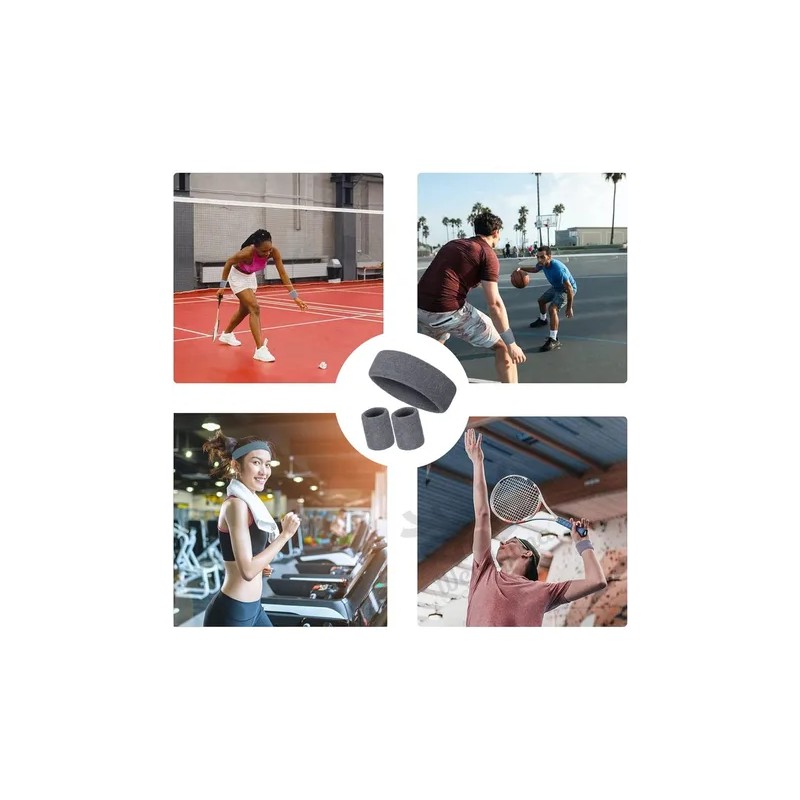 Set Rodillera Elástica Gym Con Diadema Deportiva Y Muñequera
