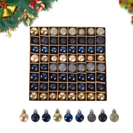 Christmas Baubles,64 Pcs Christmas Ball Ornaments 3 cm, Shatterproof Christmas Hanging Balls,Christmas Mini Baubles for Xmas Tree Decorations,Holiday Wedding Party Festival Decoration Red,Gold Blue