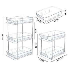 IPENP Clear CD Organizer, 3-Tier Sliding Drawer Storage Shelf - Holds 72 CDs, Versatile Organizer for VCDs DVDs CDs, Cosmetics, Cups (3-Tier)