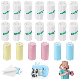 Mini Printer Stickers 20 Rolls Thermal Paper for Children's Camera, 14 Rolls White and 6 Colours for Mini Photo Printers (57 x 25 mm)
