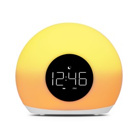 光目覚まし時計 ledデジタル時計 多色調光と4段階明るさ調整置き時計 スヌーズ機能付き 睡眠タイマーデジタル時計 寝室 電源アダプター付き