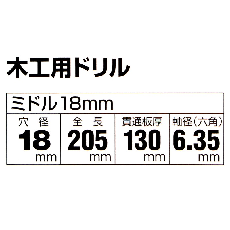 Onishi Kogyo S Large Woodworking Middle Drill 0.7 inches (18.0