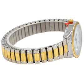 Women Classic Stretch Band Easy to Read Watch(Doesn't Fit Small Wrist) (Two Tone)