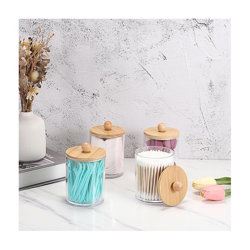 MUSCUC - Dispensador de Algodón,Dispensador de Contenedores de Baño,4 Pcs