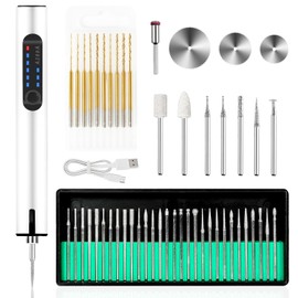 Breeze Touch USB Rechargeable Engraving Pen Engraver, Mini Cordless Rotary Tool with 40 Drill Bits, Saw & Polish Set, Portable DIY Hand Drill for Jewelry Making, Metal Wood Stone Plastic Glass, White
