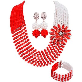 aczuv 8 Filas Africana joyería para Las Mujeres abalorio Boda de Nigeria Collar Set Joyería Nupcial Sets