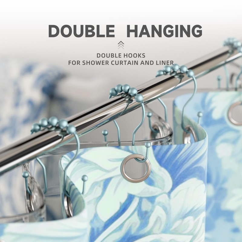 Bathway Shower Curtain Hooks, Shower Curtain Rings Rust Proof Double