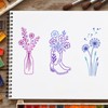 beinkmake 15Pcs Flower Bouquet Stencil PET Painting Templates Moon Inlay
