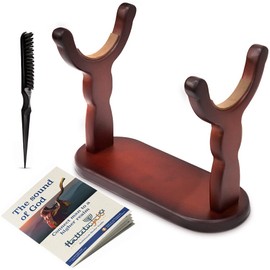 HalleluYAH Set of Shofar Stand - with Shofar Cleaning Brush, Shofar Blowing Guide | Fits All Horn Kosher Yemenite Shofars- Kudu, Oryx, Eland Full-Polished, Half-Polished- Made in Israel