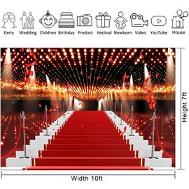 Red Carpet Backdrops GESEN 10X7ft Flashing Lights Ribbon Celebration Photography Background for Wedding or Awards Ceremony Photo Studio Shooting Props LXGE002