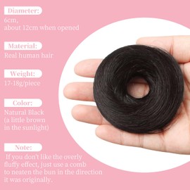 Mini Hair Bun Hair Piece Real Human Hair Scrunchies Updo Space Bun Donut Hair Chignons For Women Girls Messy Hair Buns Hairpieces Accessory
