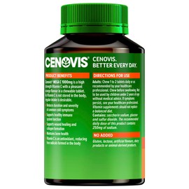 Cenovis Mega C 1000mg - High Strength Vitamin C Tablets - Reduces Duration and Severity of Common Colds, 60 Tablets (Pack of 1)