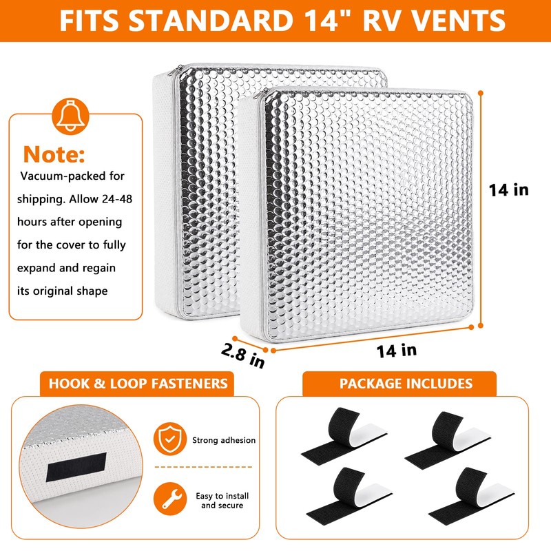 Cyrico RV Skylight Insulator 2 Pack, 14" x 14" x