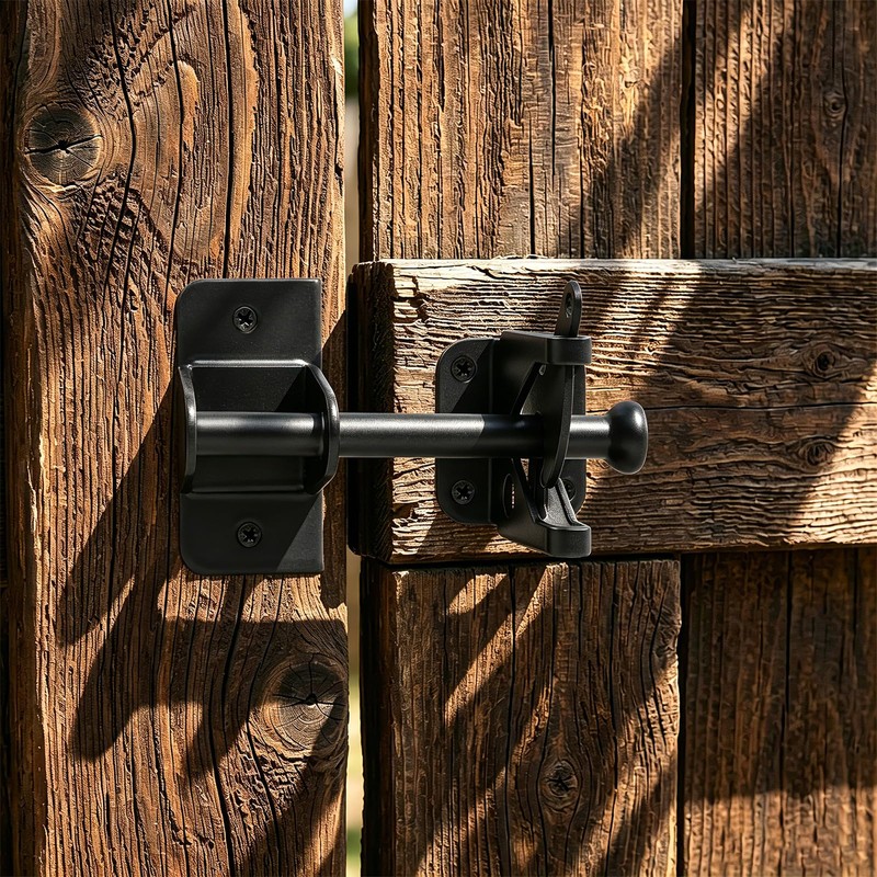 Self-Locking Gate Latch, Heavy Duty Gravity Fence Latch for Wooden