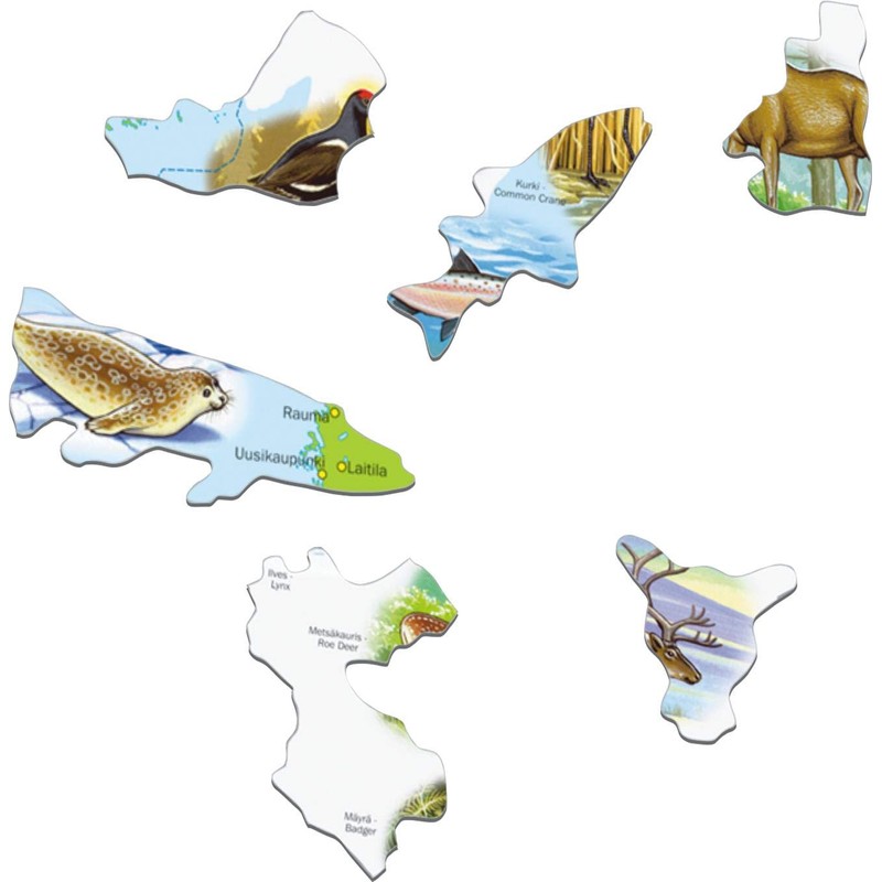 Larsen K75 Finland Physical Map With Animals, Finnish Edition, 78