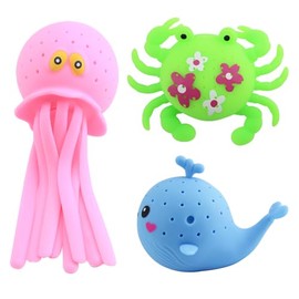 Octopus Water Balls,Pool Toys for Kids Sensory Octopus Water Bomb Splash Balls, Water Party Gifts (1pc Pink Octopus + 1pc Green Crab + 1pc Blue Whale)