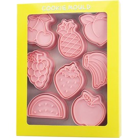 8-Piece 3D Fruity Cookie Cutters, Apple, Strawberry, Watermelon, Pineapple, Grape, Peach, Cherry, Banana - Ideal for Party Baking