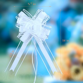 Framendino, 10 Pack Extra Large Bows 9 Inch White Pull Ribbon for Gift Wrapping Valentine's Day Present Anniversary Decor