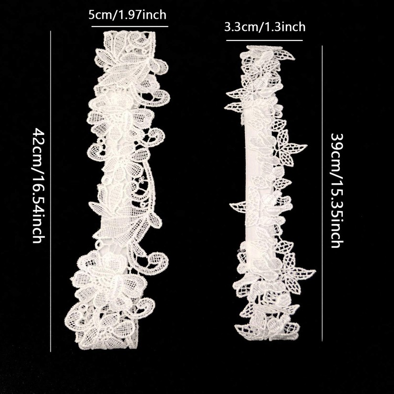 Honbay 2PCS Lace Flower Leaf Design Bridal Garter Stretches Garter