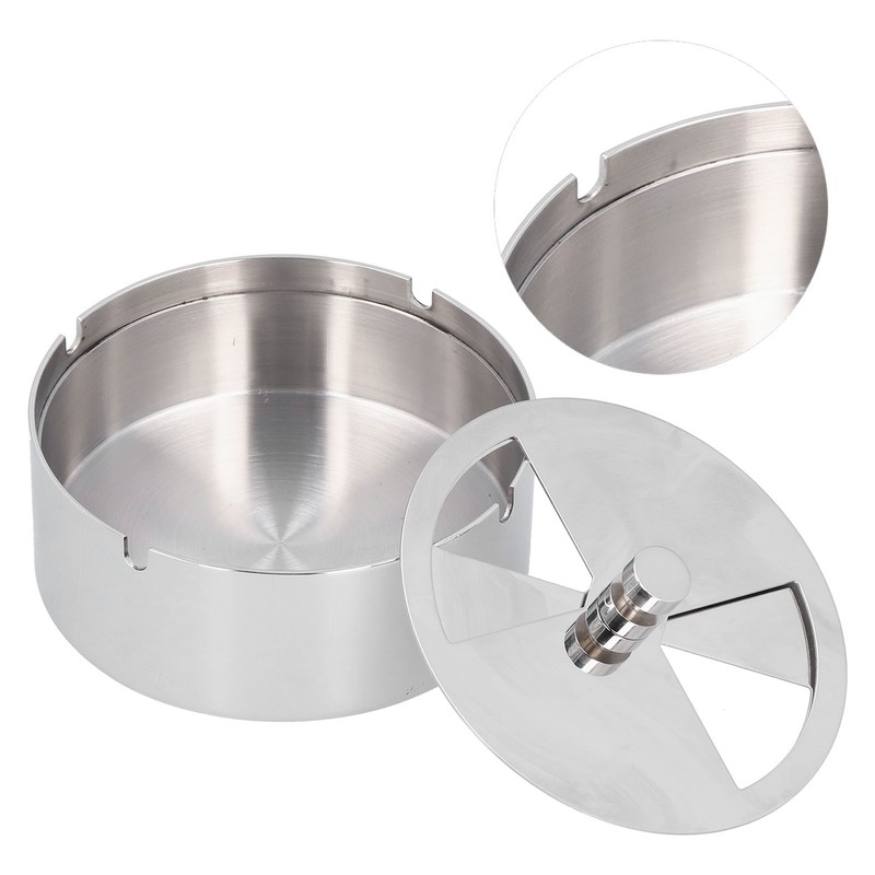 Ashtray Outdoor Thickened Stainless Steel Windproof Rotating Cover Design Finely