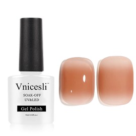 Vnicesli Icy Jelly Gel Nail Polish Nude Color, Translucent Sheer Neutral Nude Gel Polish Soak Off U V LED Jelly Nail Polish Gel for Nail Art Home DIY Nail Manicure 10ml
