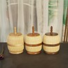 Nantucket Pot Belly Baskets Handmade Woven Rattan Circular Storage Basket
